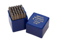36 piece tempered steel punch letter and number stamp set in blue case with 1/16 inch characters