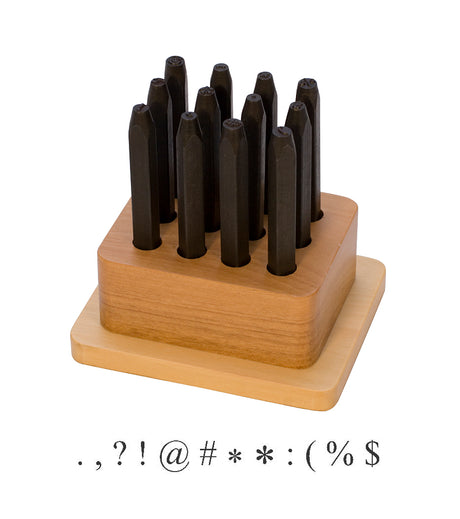 12-Piece Punctuation Stamp Set with Wooden Stand