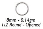 10/Pk of 8 MM 18 Gauge Sterling Silver Half-Round Jump Rings (DISCONTINUED)