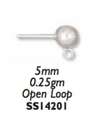 5 MM Sterling Silver Ball Earrings with Ring - 10 Pack