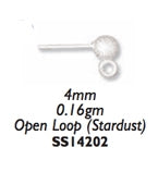 4 MM Sterling Silver Stardust Ball Earring with Ring - 10 Pack