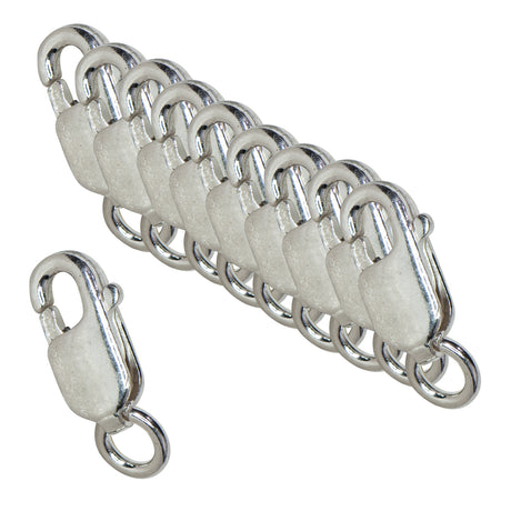 10/Pk of 8 MM Sterling Silver Oval Lobster Clasps (w/ Ring) by PMC Supplies