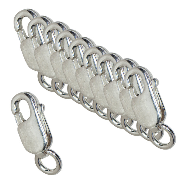10/Pk of 8 MM Sterling Silver Oval Lobster Clasps (w/ Ring) by PMC Supplies