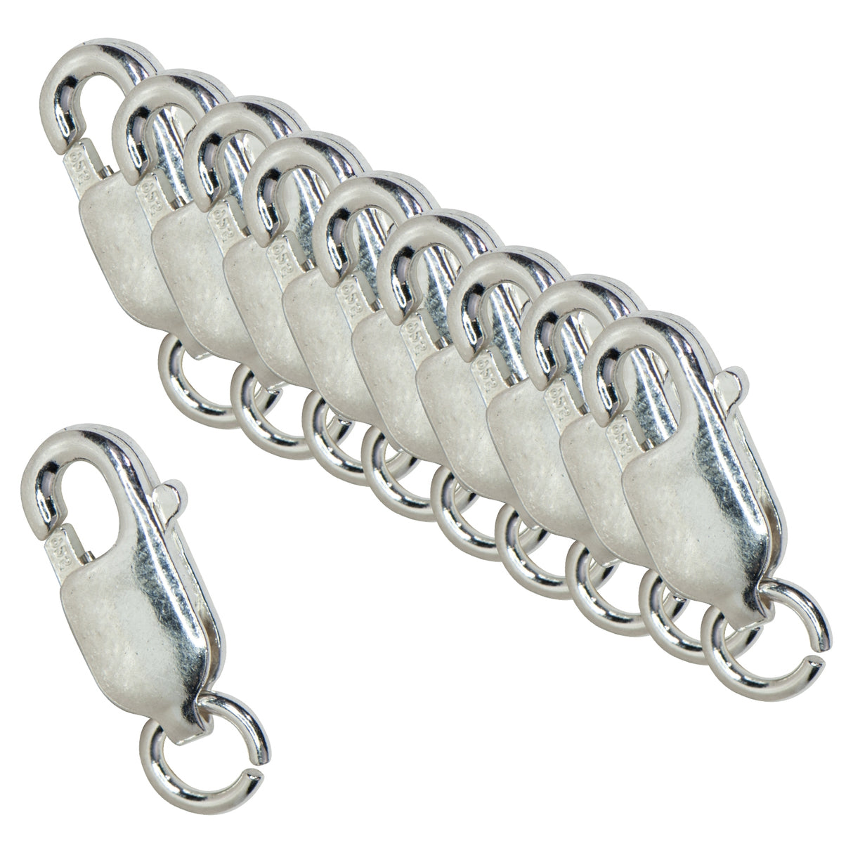 10/Pk of Sterling Silver 10 MM Lobster Clasps (w/ Ring) by PMC Supplies