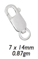 6/Pk 7 x 14 MM Sterling Silver Oval Lobster Clasps .87 GM (w/ Ring)