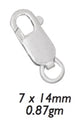 6/Pk 7 x 14 MM Sterling Silver Oval Lobster Clasps .87 GM (w/ Ring)