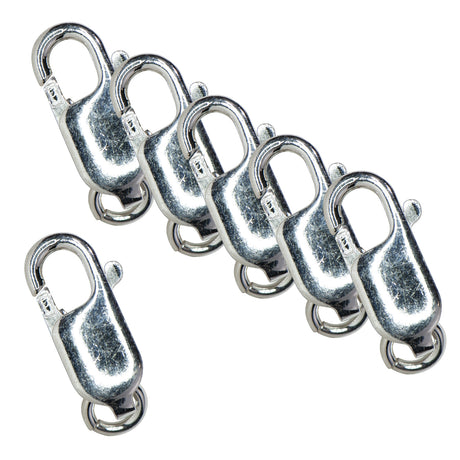 6/Pk 7 x 14 MM Sterling Silver Oval Lobster Clasps .87 GM (w/ Ring) by PMC Supplies