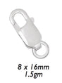 10/Pk of 16 x 6 MM Sterling Silver Lobster Clasps w/ Ring by PMC Supplies