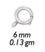 25/Pk of 6 MM Spring Ring Closed Ring Sterling Silver