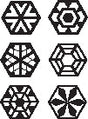 Set of small hexagon blocks with geometric patterns for educational play and STEM learning