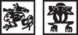 MED SQUARE BLOCK- ANIMAL black and white frog square block collectible sculpture with modular design