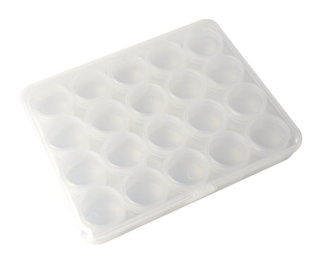 Plastic Storage Box with 24 Round Compartments - 6-1/2" x 5-1/2" x 1"