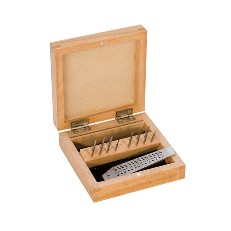14 Piece .70 MM to 2.0 MM small tap and die set in wooden box for precise threading and repairs