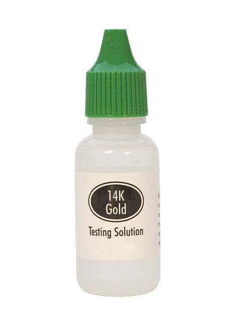 14K Gold Testing Acid bottle with green cap for gold purity verification