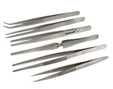 6 Piece Stainless Steel All Purpose Tweezer Set