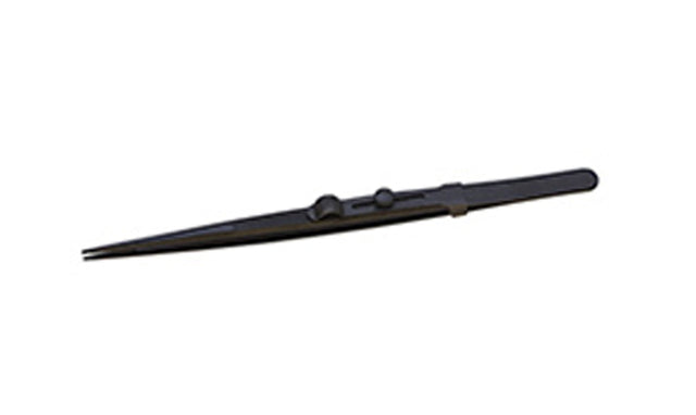 Medium-Locking Diamond Tweezers black stainless steel with fine tapered tips for precise gem handling