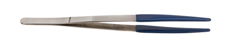 8 inch chrome-plated steam cleaning tweezers with thick non-slip coated tips and blue handles