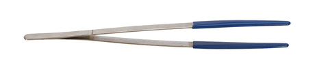 12-inch chrome-plated steam cleaning tweezers with blue coated handles and thick gripping tips
