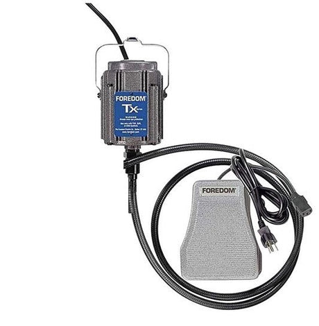 Foredom TXH440 industrial flex shaft kit with square-drive shafting and foot pedal control for heavy-duty woodworking and stone-carving tasks