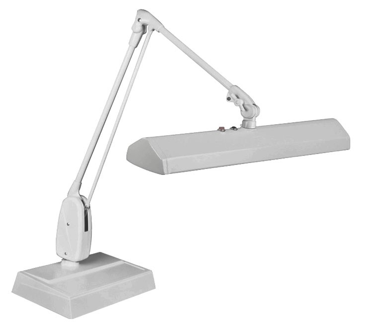 Dazor® 3 Tube Fluorescent Light Desk-Type Lamp - Gray, 110V with 33" Reach