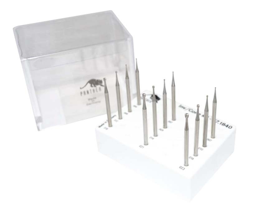 12-Piece Panther® Inverted Cone Bur Set Sizes 0.60 to 2.30 MM