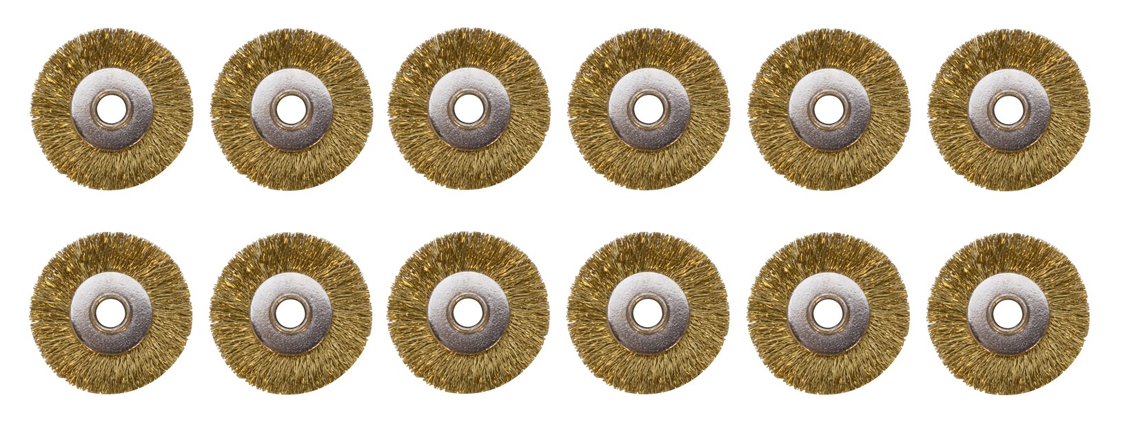 12/Pk 3/4" Unmounted Crimped Brass Brushes, 3/32" Hole