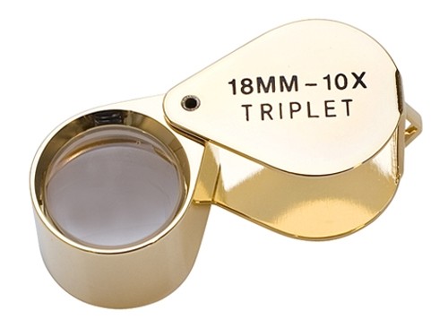 Premium 18mm triplet 10X loupe gold