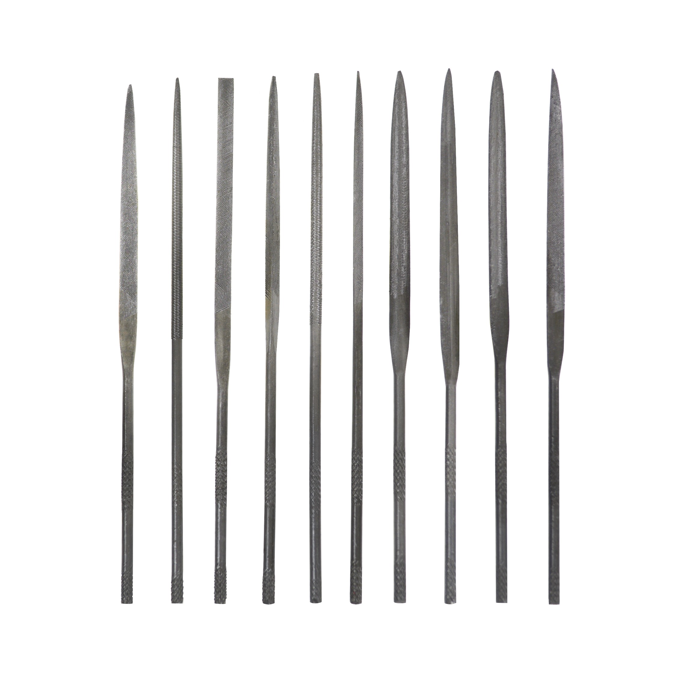 Set of 10 File Needles 14 cm w/ Plastic Pouch