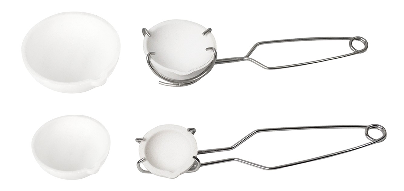 Large & Small Ceramic Crucible Set with Whip Tongs, KIT-0010