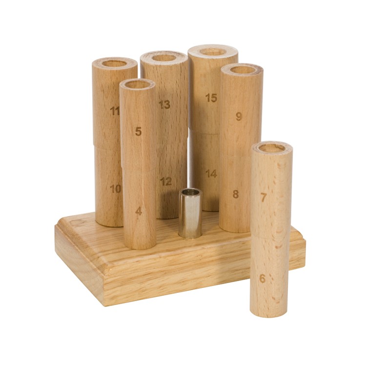 6-Piece Wooden Ring Mandrel in Base with Stand - Whole Sizes 4-15