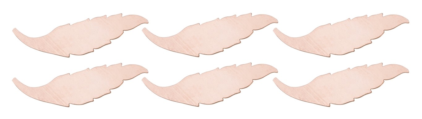 6/Pk of 24 Gauge Copper Feathers - 60 MM x 15 MM Charm Blanks