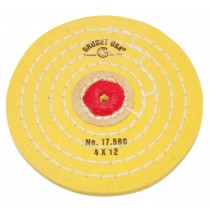 Knife-Edge Stitched Yellow Chemkote Muslin Buff - 4" x 12 Ply