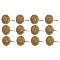 12/Pk 1" Crimped Brass Mounted Brushes w/ 3/32" Mandrels
