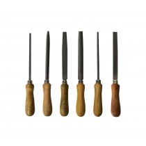 Set of 6 Large Steel Wax Files with Wooden Handle