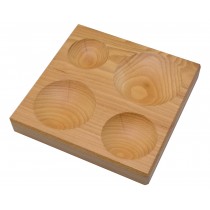 Large Wooden Dapping Block with 4 Round Impressions