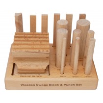 Wooden Swage Block with Punch Set of 15