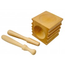 2.5" x 2.5" Wooden Doming Block with 2 Punches 