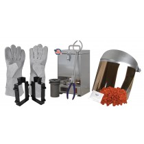 60 Oz QuikMelt TableTop Furnace Sand Casting Set with 10 Lbs of Petrobond, Safety Gear, Tongs, Crucible, Cast Iron Mold Flask Frame, Parting Powder, & Flux