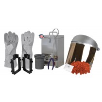 100 Oz QuikMelt TableTop Furnace Sand Casting Set with 5 Lbs of Petrobond, Safety Gear, Tongs, Crucible, Cast Iron Mold Flask Frame, Parting Powder, & Flux