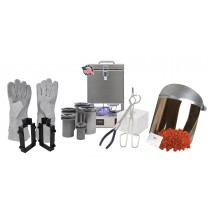 Deluxe QuikMelt TableTop Furnace Sand Casting Set with 10 Lbs of Petrobond, Safety Gear, Flanges, Tongs, Crucibles, Mold Frame, Parting Powder, & Flux