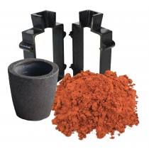 Sand Casting Set with 2.2 Lbs of Delft Clay Sand, Cast Iron Mold Flask Frame and 1 Kg Foundry Graphite Crucible