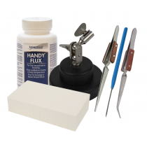 Soldering Essentials Kit: Third Hand Base, Flux Paste, Tweezers, Magnesia Block, and Titanium Soldering Pick