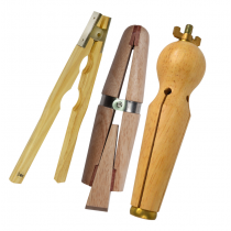 Wooden Ring Clamp Kit: 6" Hardwood Ring Clamp, Ring Holding Vise Clamp Pliers, and 5-1/4" Four Spline Clamp