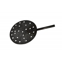 6" Diameter Carbon Steel Shallow Dish Skimmer with Holes and Steel Handle