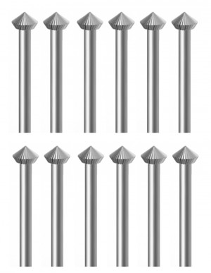 12-Piece 45 Degree Hart Bur Set with Sizes 0.90 to 3.10 MM