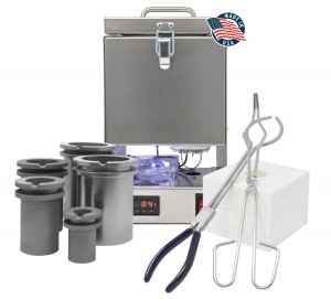 TableTop Furnace Deluxe QuikMelt Set with Crucibles, Tongs, & Interchangeable Flanges 