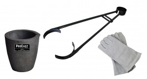 No 3 - 4 Kg Clay Graphite Foundry Crucible Kit with 26" Foundry Crucible Flask Tongs and 13" Cowhide Welding Gloves