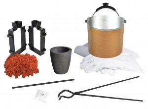 4 Kg Propane Furnace / Sand Casting Set with 5 Lbs of Petrobond, Flux, Parting Powder, Mold Frame, Face Shield, Gloves, Crucible, & Tongs