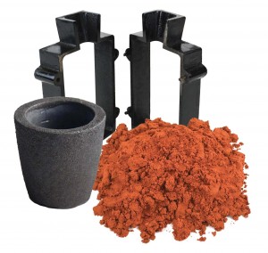 Sand Casting Set with 4.4 Lbs of Delft Clay Sand, Cast Iron Mold Flask Frame and 1 Kg Foundry Graphite Crucible