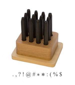 12-Piece Punctuation Stamp Set with Wooden Stand